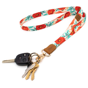 Multicolor poppy neck lanyard red orange blue colors with keys and car key