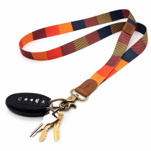 Multi color neck lanyard autumn colors with keys and car key