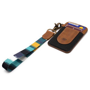 Navy mint yellow multicolor hand wrist lanyard with slim keychain wallet and 2 key rings