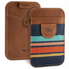 Elastic card holder wallet brown leather navy blue orange yellow front pocket