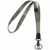 Neck lanyard green striped design black leather hardware metal clasp with 2 key rings