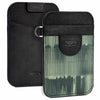 Elastic card holder wallet black leather green front pocket