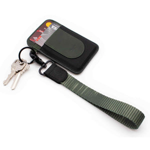 Green wrist keychain striped pattern with keys green slim wallet