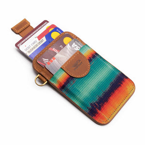 Credit card holder pull tab function mint blue orange front pocket with credit cards