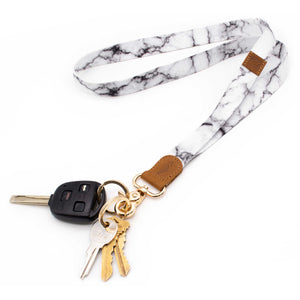 Marble design neck lanyard white black colors with keys and car key