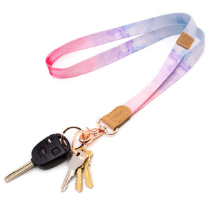Multicolor neck lanyard blue pink violet colors with keys and car key