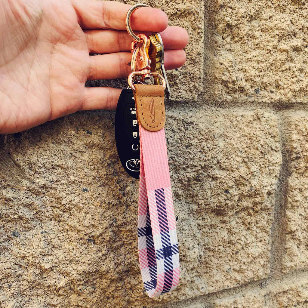Pink Plaid Wrist Lanyard for Keys POCKT® - Main Image