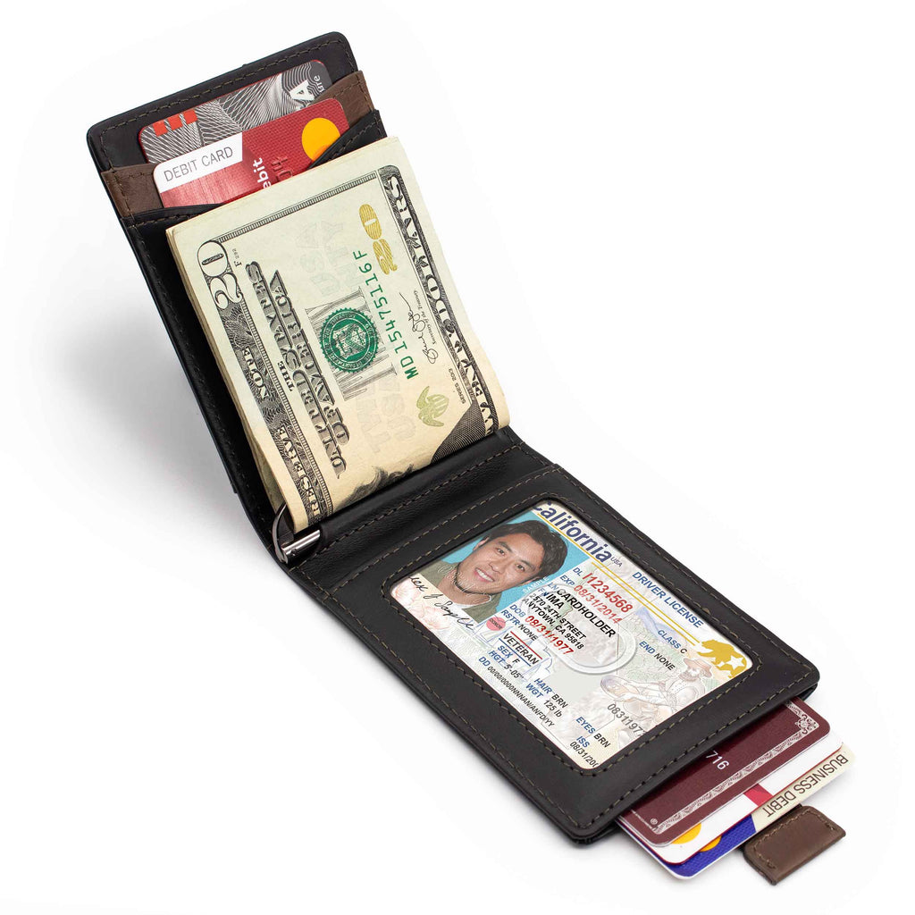 Chocolate, Slim Wallet for Men With Money Clip